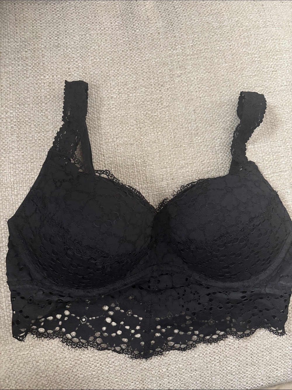 Victoria’s Secret PINK - Black Lace Longline Bralette